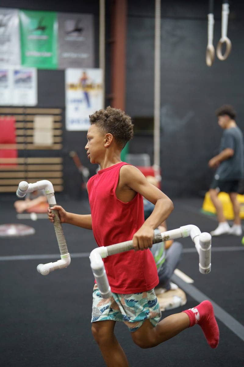 Boys gymnastics class